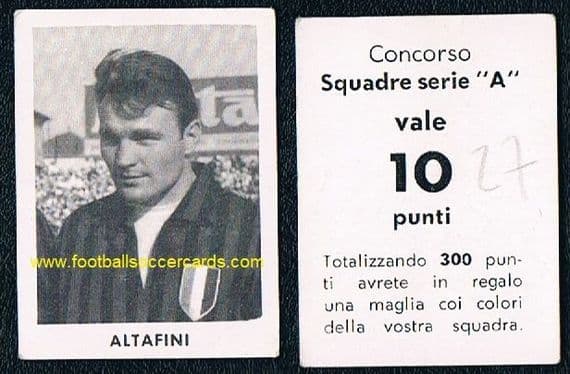 1958 Altafini Triple-Golden Boot & WC58 legend Concorso trade card from Italy