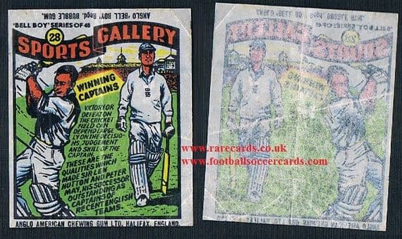 1958 Bellboy Len Hutton Peter May cricket Sports Gallery gum insert