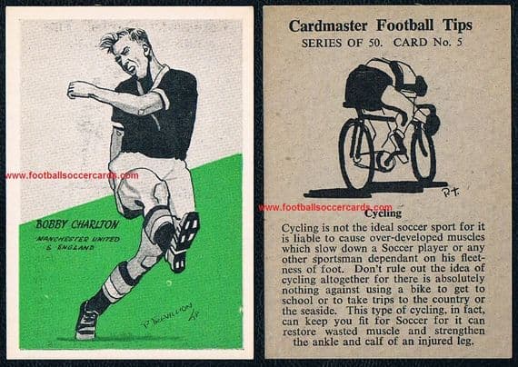 1958 Bobby Charlton rookie Master Vending 5 grey-colour card - the type without the address CLEAN!