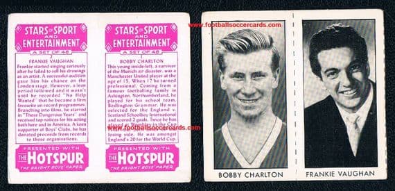 1958 Bobby Charlton rookie UNCUT PAIR Hotspur comic Stars of Sport & Entertainment