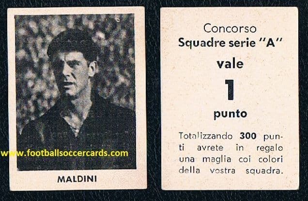 1958 Cesare Maldini early card, Concorso Squadre Serie A rarity