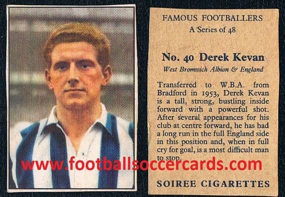 1958 Derek Kevan 40 WBA SOIREE CIGS packet issue card West Brom & England WC58 star