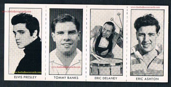 1958 early Elvis Presley Uncut strip of 4 Rover Stars of Sport & Entertainment Bolton Wigan
