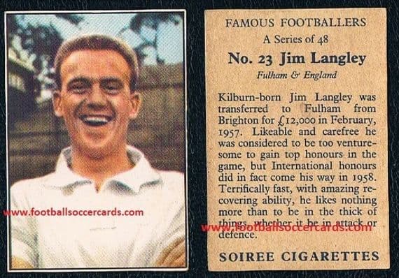 1958 Jimmy Langley Fulham Brighton Hove Albion SOIREE CIGARETTES PACKET ISSUE rarity
