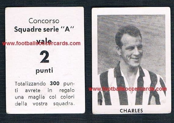1958 John Charles earliest Italian card, Concorso Serie A trade card for Juventus