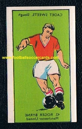 1958 Roger Byrne Busby Babes legend unused decal Cadet Sweets unused as new transfer