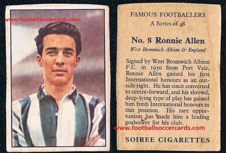 1958 Ronnie Allen 8 WBA SOIREE CIGARETTES PACKET ISSUE diamond rare ...