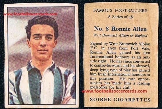 1958 Ronnie Allen 8 WBA SOIREE CIGARETTES PACKET ISSUE diamond rare West Brom card