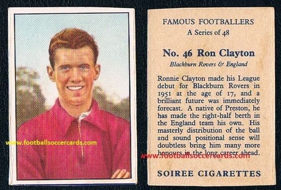 1958 Ronnie Clayton #46 Blackburn Rovers & England SOIREE CIGARETTES PACKET ISSUE rarity
