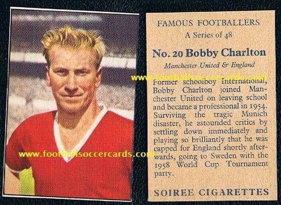 1958 Soiree cigs Bobby Charlton rookie card