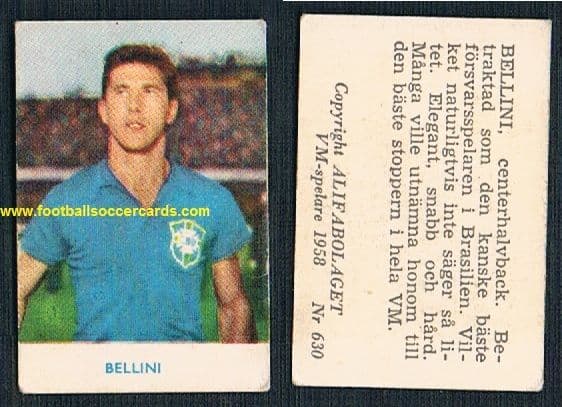 1958 The Man Who Lifted The 1958 WC, Brazil CAPTAIN Hilderaldo Bellini Alifa light wear CLASSIC!