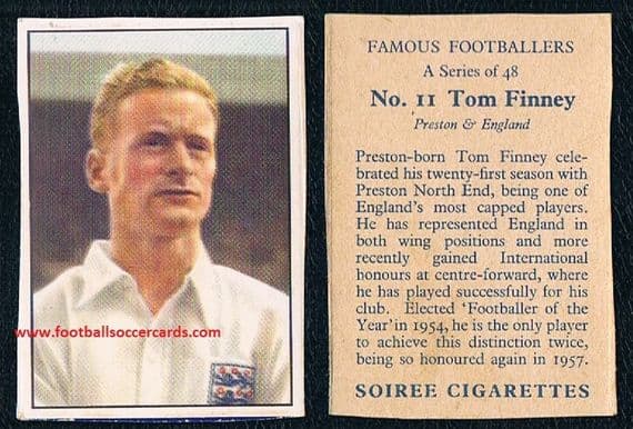 1958 Tom Finney Preston NE, SOIREE CIGS packet issue Famous Footbellers 11, so very very rare