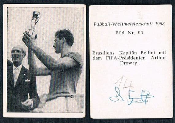 1958 WC58 Bellni of Brazil with the World Cup OK Gum sticker from West Germany unused