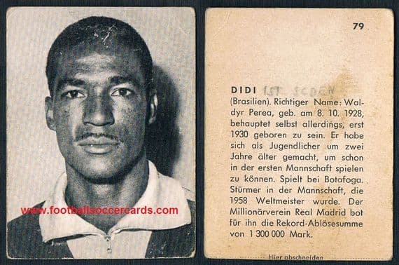 1959 -60 Didi of Brazil on a Gutschein West German gum card - with faults