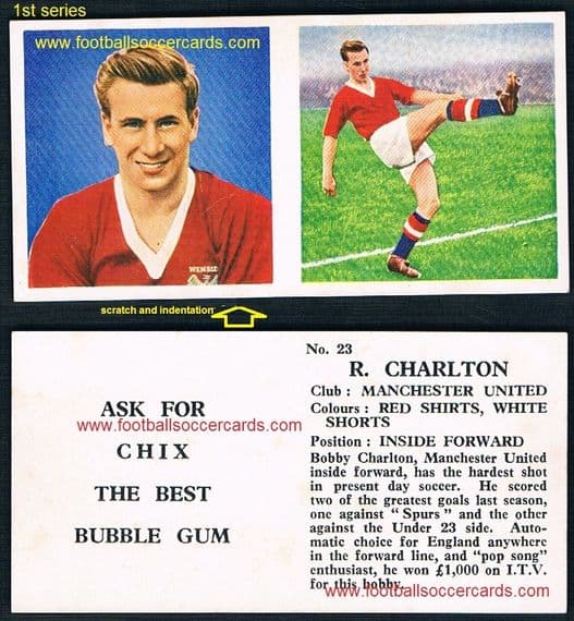 1959 Bobby Charlton 1st edition "ASK FOR CHIX" not the 2nd pink or 3rd B/w cartoon, the RAREST Chix!