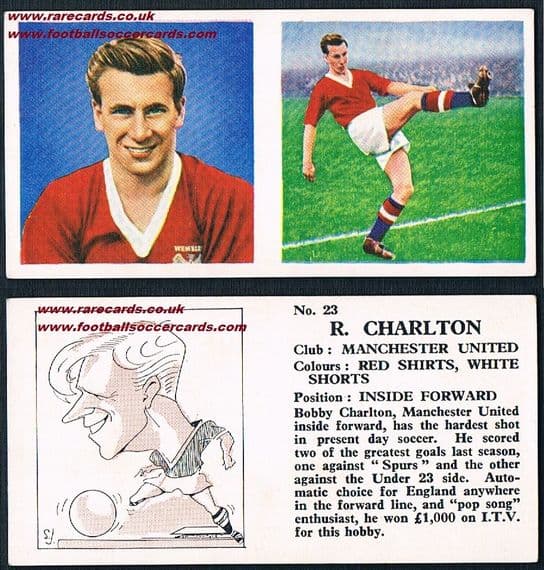 1959 Bobby Charlton rarer "PINK" Chix card s/p £500