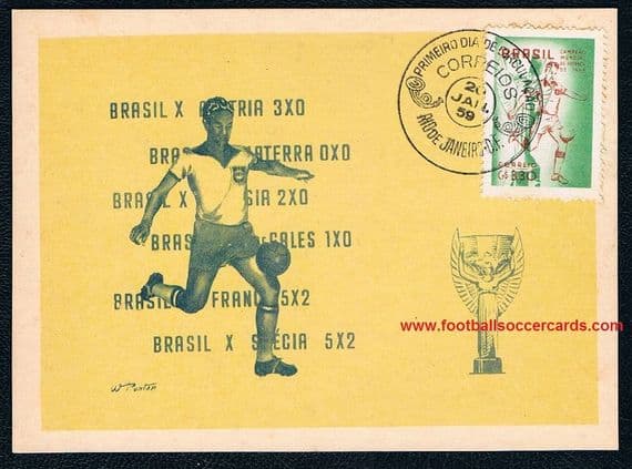 1959 Brazil World Cup Winners 1st time, 1st day cover from Brazil