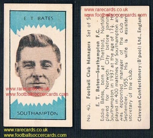 1959 Clevedon football club managers Eddie bates #40 Norwich Southampton LOW PRICE