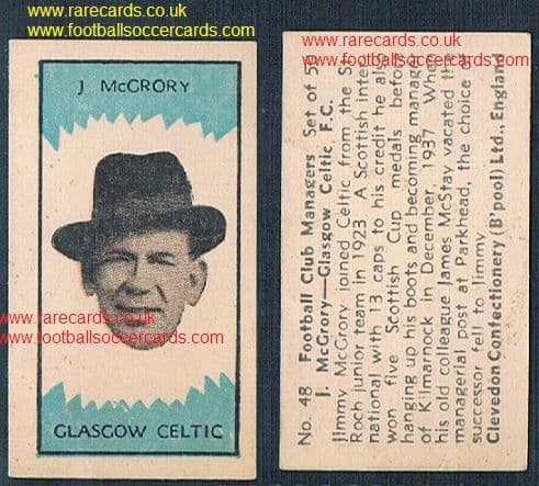 1959 Clevedon football club managers Jimmy McGrory #48 Glasgow Celtic