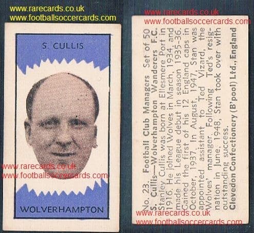 1959 Clevedon football club managers Stan Cullis #23 Wolves