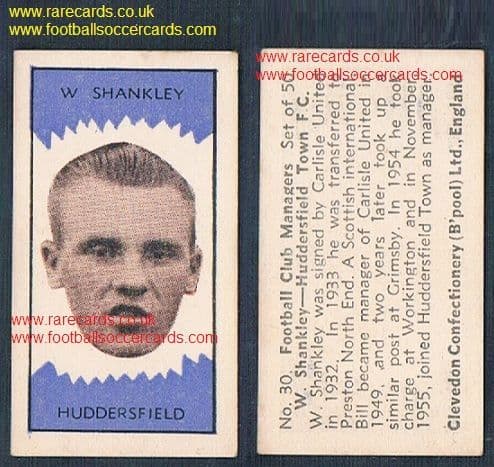 1959 Clevedon managers Liverpool legend Bill Shankly Huddersfield Carlisle Grimsby