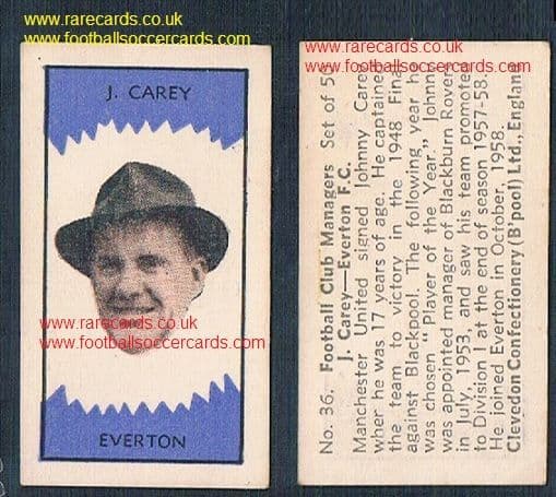1959 Clevedon managers Man Utd legend Johnny Carey #36 Everton Man Utd