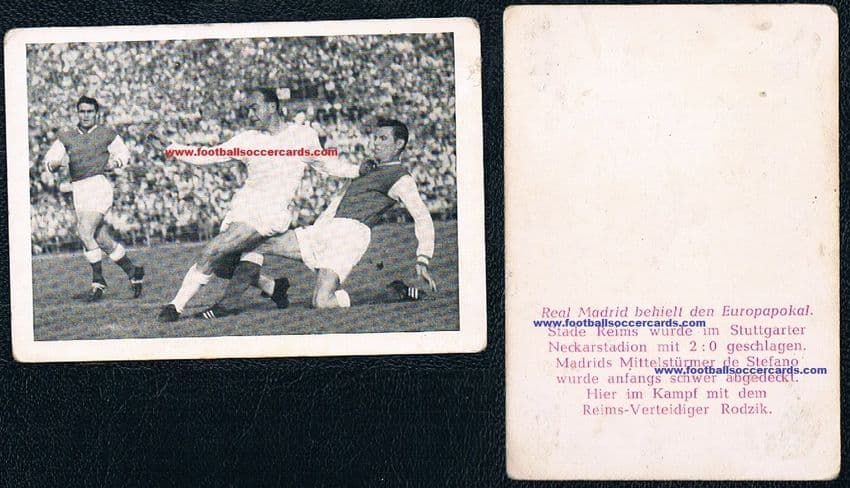 1959 De Jonge Alfredo di Stefano v Rodzik Stade Reims Real Madrid rare ...