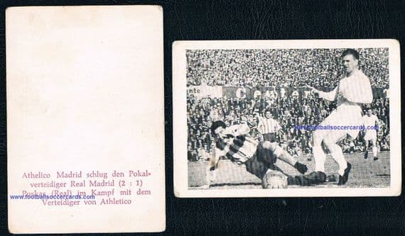 1959 De Jonge PUSKAS - REAL MADRID action card, immensely rare West German card