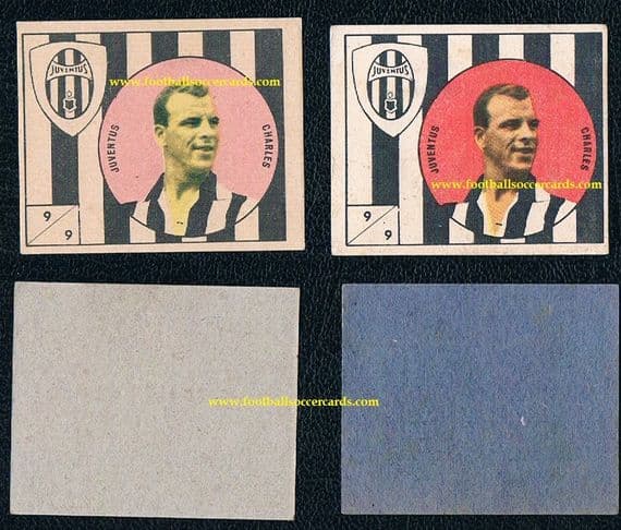 1959 John Charles pair of VAV cards pink and red types, different backs too