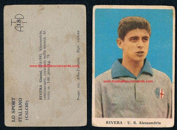 1959 rookie card of Gianni Rivera BLACK version ATD gum card Alessandria