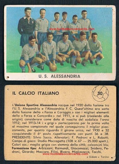 1959 Sidam gum card rookie Gianni Rivera in Alessandria team