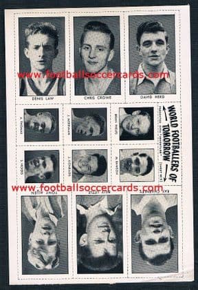 1959 *STAR ITEM* Denis Law rookie in UNCUT sheet of stickers! Unique surviving example?