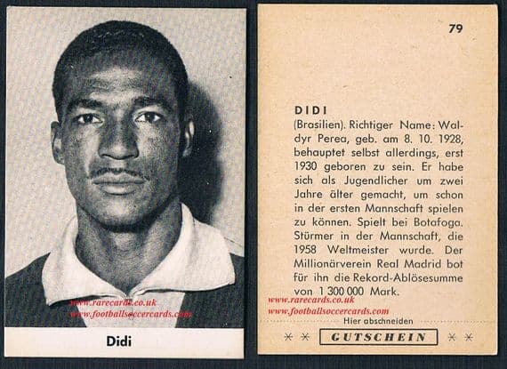 1959 World Cup winner Didi of Brazil "Gutschein" German gum card #79