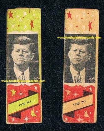 1960 -61 x2 Unela Pam Pam JFK John F Kennedy gum wrappers from Israel