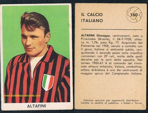 1960 Altafini the WC58 legend x3 Golden Boots SIDAM Gum card