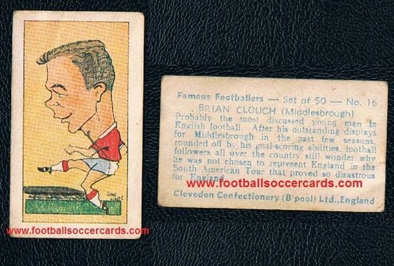 1960 Brian Clough Boro #16 Famous Footballers Clevedon Confectionery