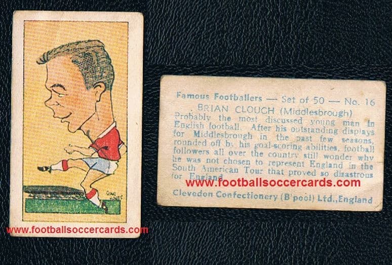 1960 Brian Clough Boro #16 Famous Footballers Clevedon Confectionery