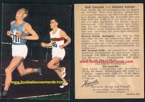 1960 Emil Zatopek Heinerle gum card from BRD