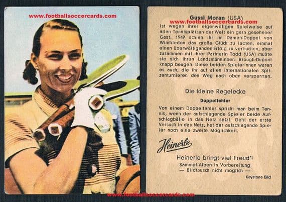 1960 Heinerle Gertrude Gussy Gussie Moran Tennis USA trade card