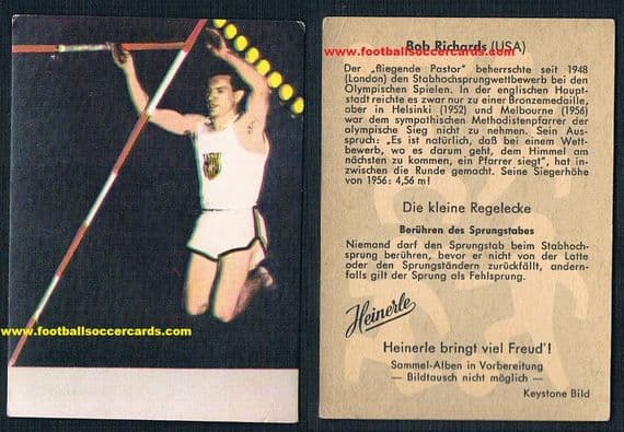 1960 Heinerle Robert Bob Richards USA pole vaulter trade card