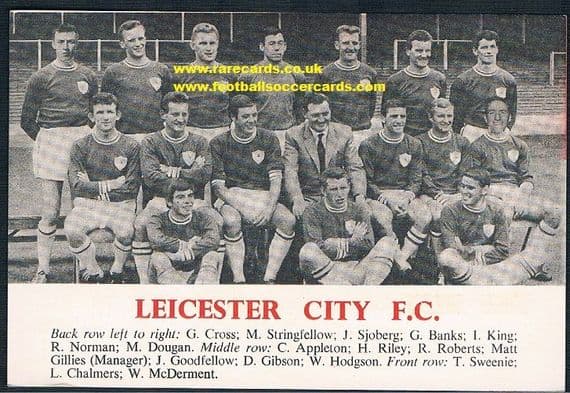 1960 Leicester City v Liverpool Foxes team card Matt Gillies Gordon Banks Sunday Express