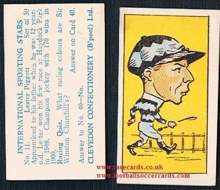 1960 Lester Piggott LEGEND Greatest EVER flat race horse racing jockey Clevedon 11 Sporting Stars