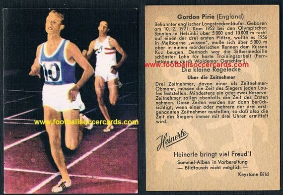 1960 Olympic silver medal 5000m ENGLAND's Gordon Pirie Heinerle German gum card1960 Gordon Pirie