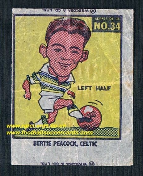 1960 Webcosa Celtic Bertie Peacock original wax paper gum insert