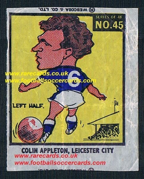 1960 Webcosa Colin Appleton Leicester City original wax paper gum insert