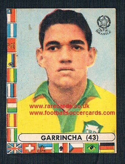 1960s Italian Lampo gum CARD Garrincha Brazil clean back
