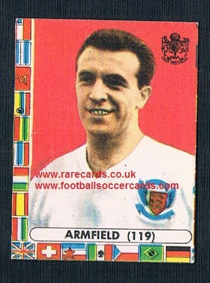 1960s Italian Lampo gum card Jimmy Armfield Blackpool England