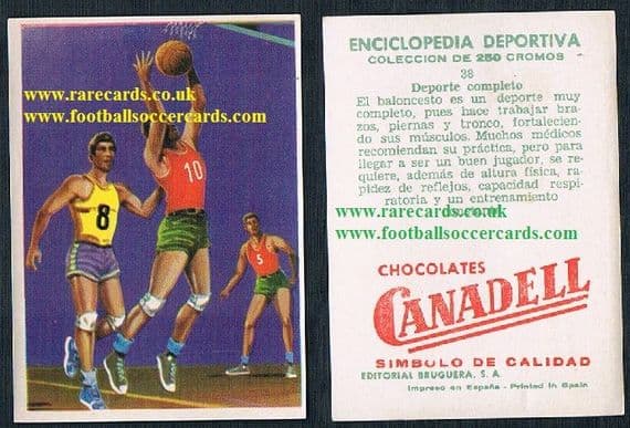1960s Spanish basketball trade card by Canadell