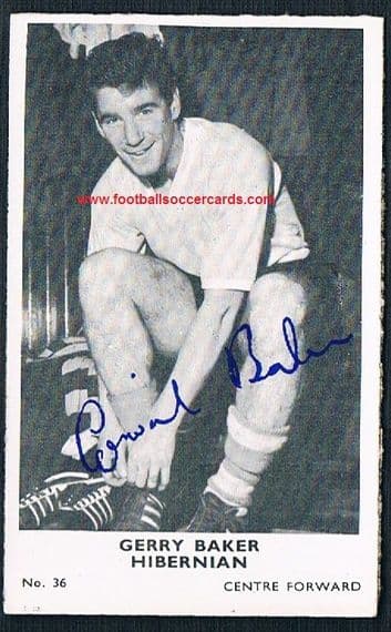 1961 Gerry Baker USA national soccer team player Scottish A&BC Gum card 36 Hibs