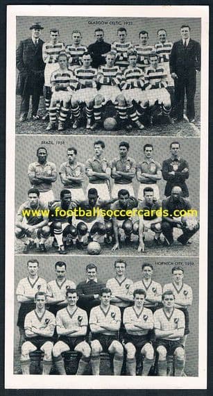 1961 Pele uncut triptych 2/2 issued with VICTOR Famous Teams 3 cards & borders! impossible to find!